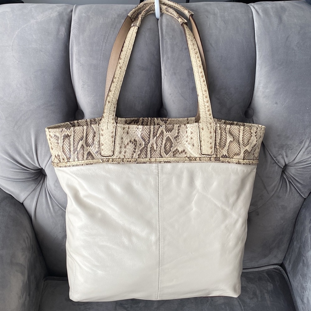 Audrey Inlaid Python Leigh Slim Tote - Picture 2 of 11